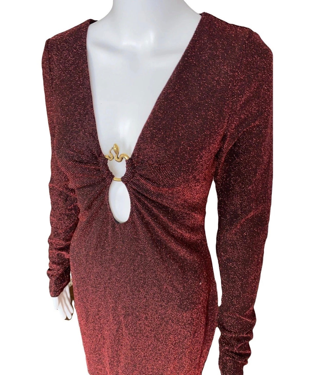 Just Cavalli Black Red Lurex Mini Dress With Snake Details 44IT New