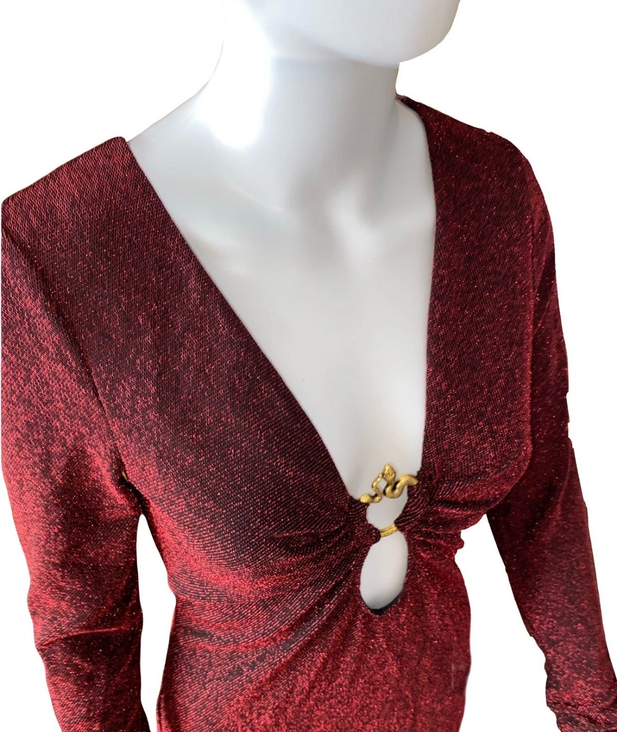 Just Cavalli Black Red Lurex Mini Dress With Snake Details 44IT New