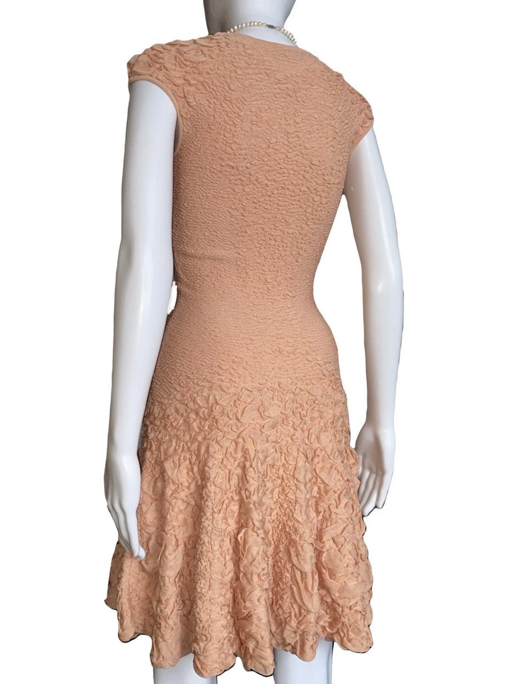 Alexander McQueen Knitted Dress Salmon Pink Body Hugging Fabric S