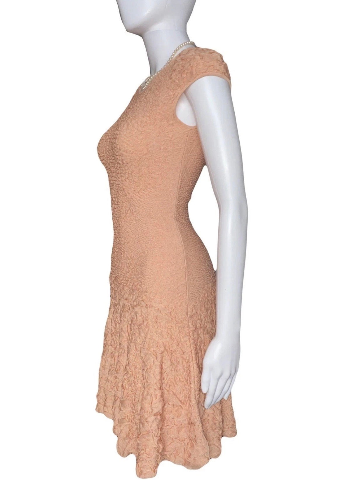 Alexander McQueen Knitted Dress Salmon Pink Body Hugging Fabric S