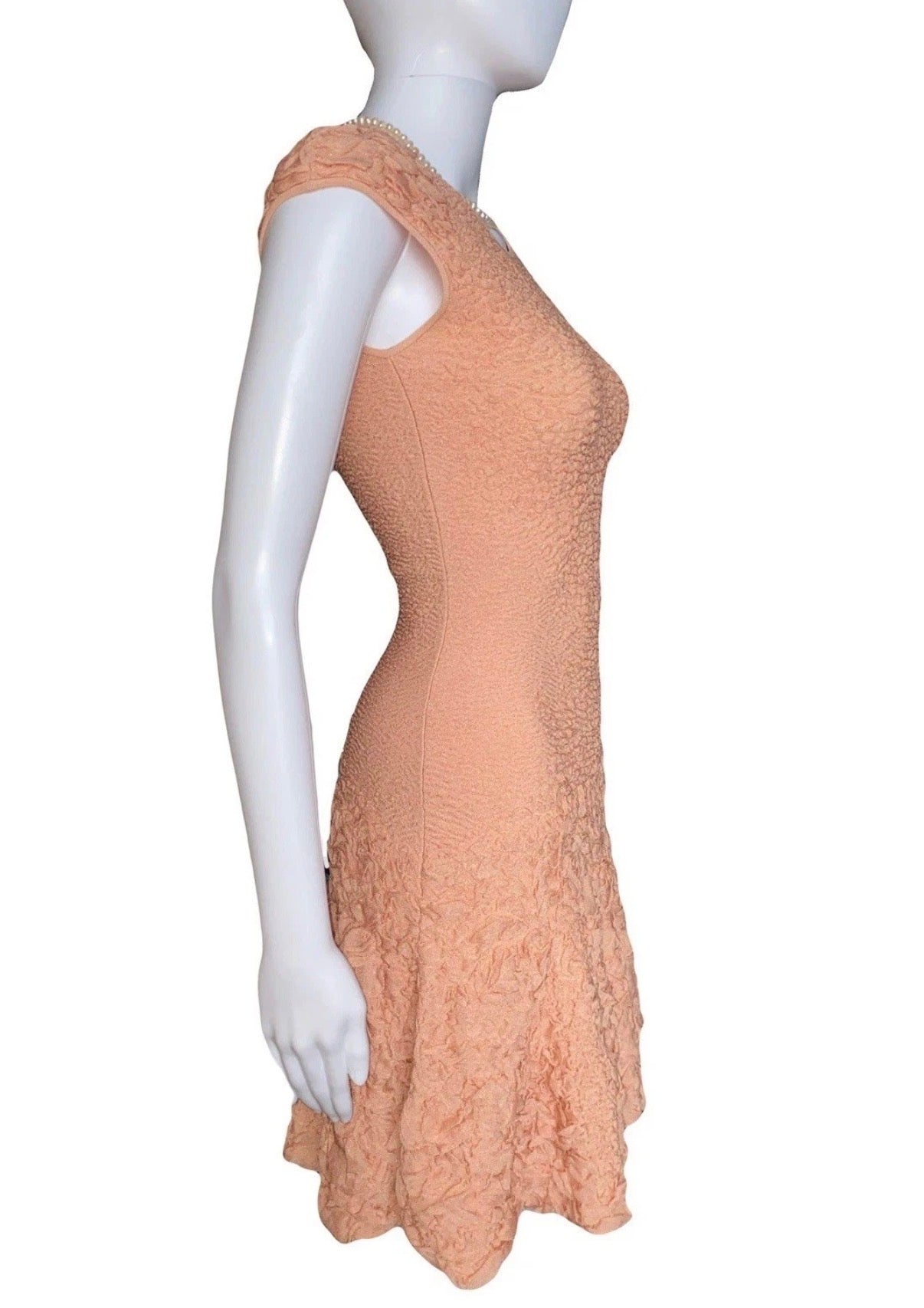 Alexander McQueen Knitted Dress Salmon Pink Body Hugging Fabric S