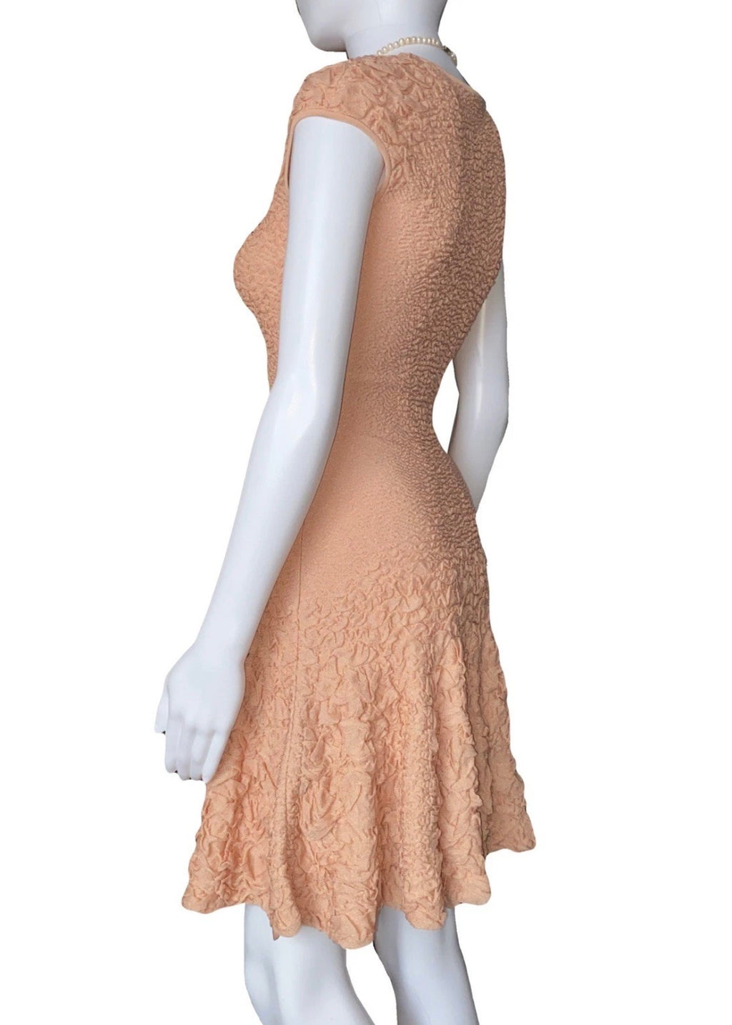 Alexander McQueen Knitted Dress Salmon Pink Body Hugging Fabric S