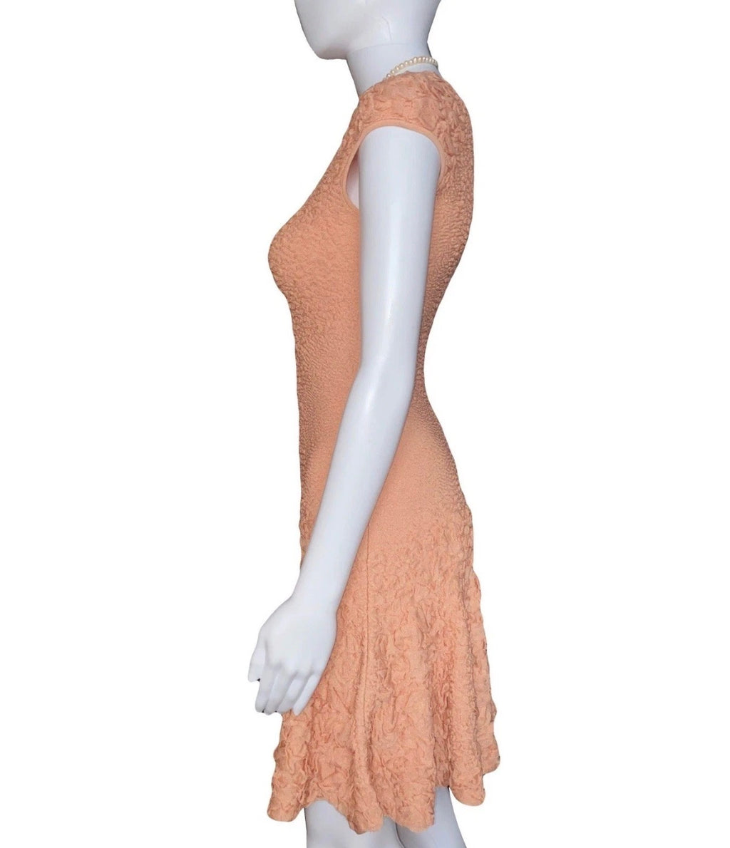 Alexander McQueen Knitted Dress Salmon Pink Body Hugging Fabric S