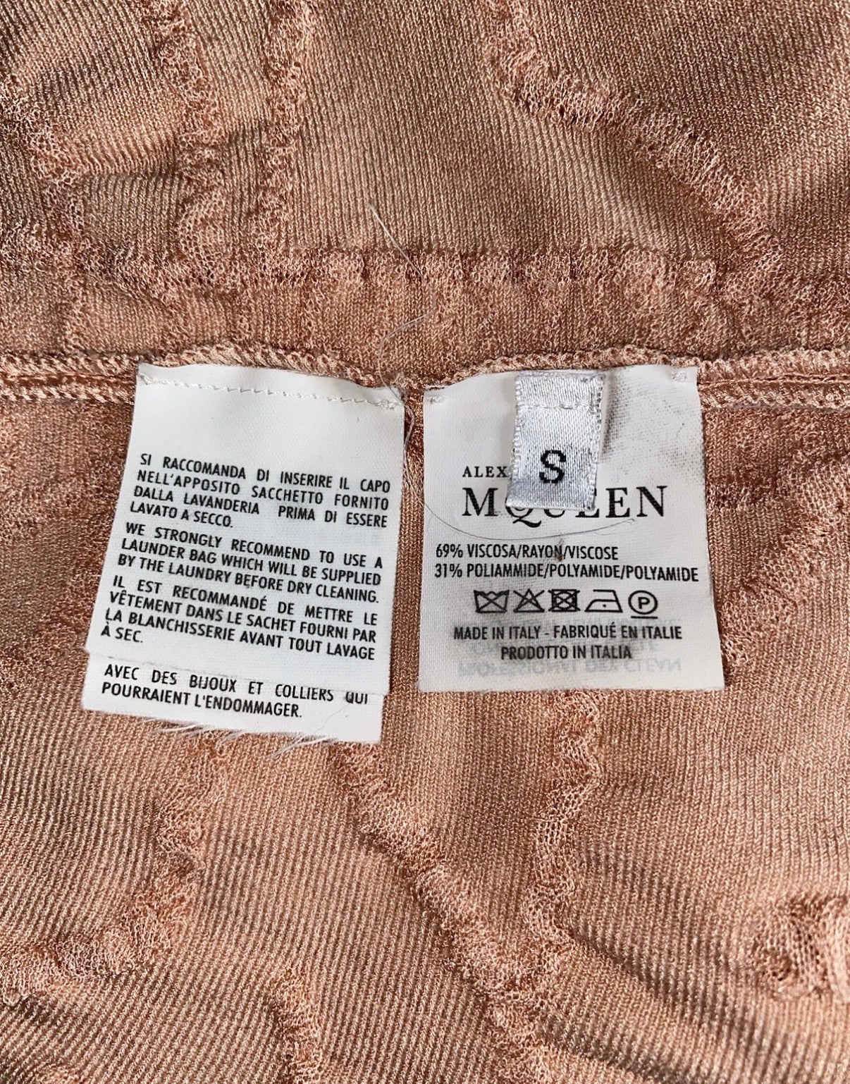 Alexander McQueen Knitted Dress Salmon Pink Body Hugging Fabric S