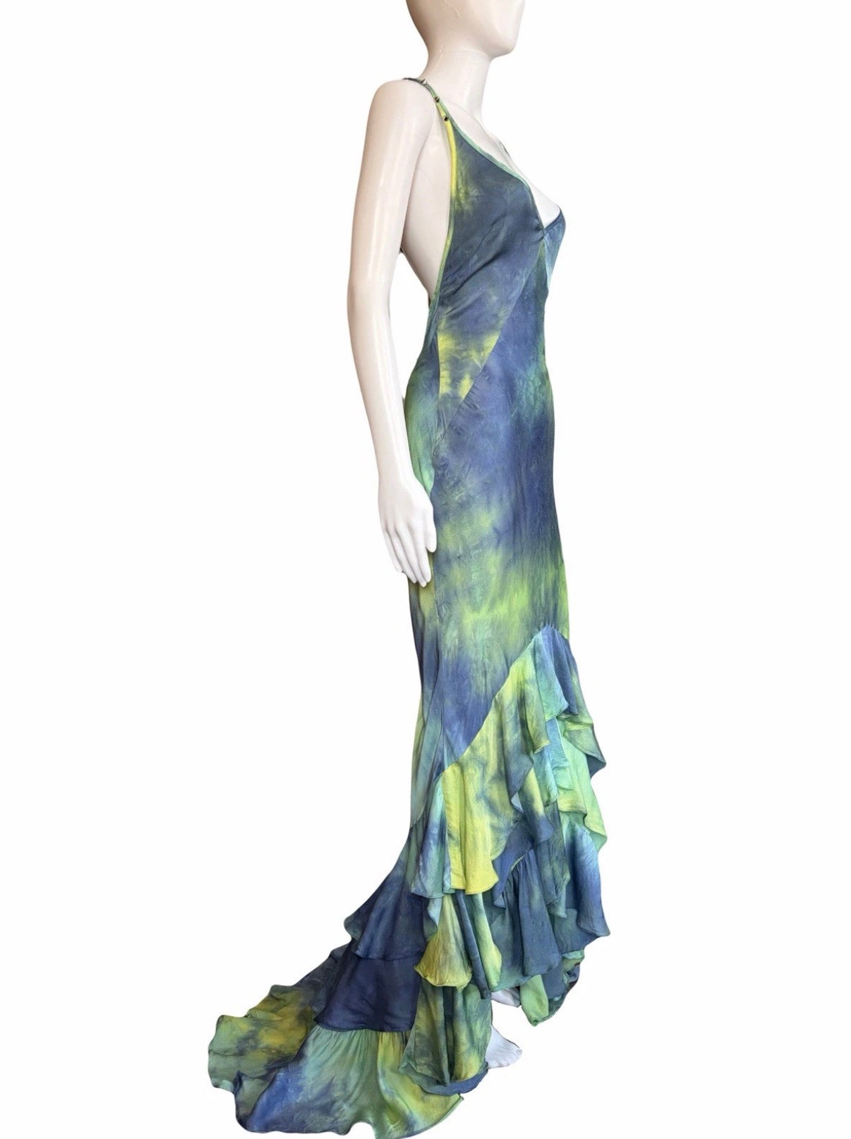 Roberto Cavalli Maxi Dress Floor Length Ruffle Hem 42IT