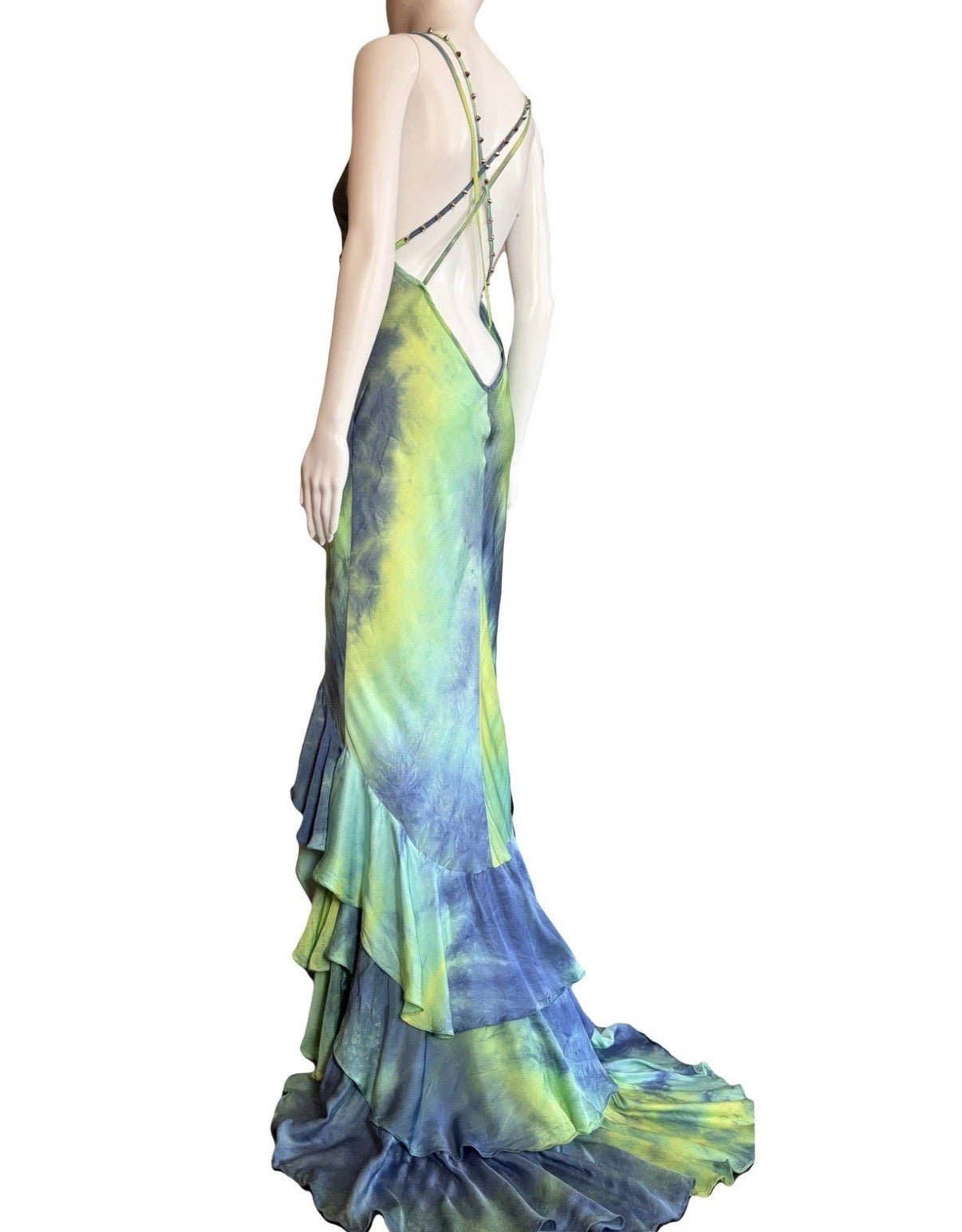 Roberto Cavalli Maxi Dress Floor Length Ruffle Hem 42IT