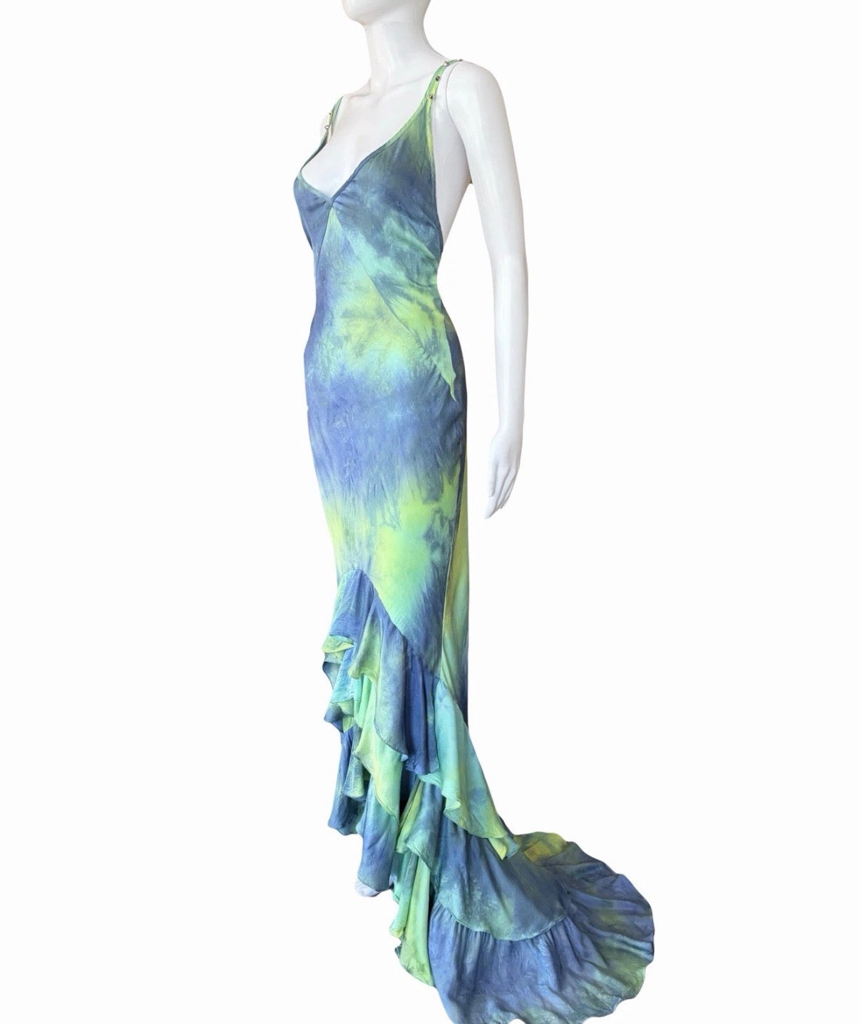 Roberto Cavalli Maxi Dress Floor Length Ruffle Hem 42IT