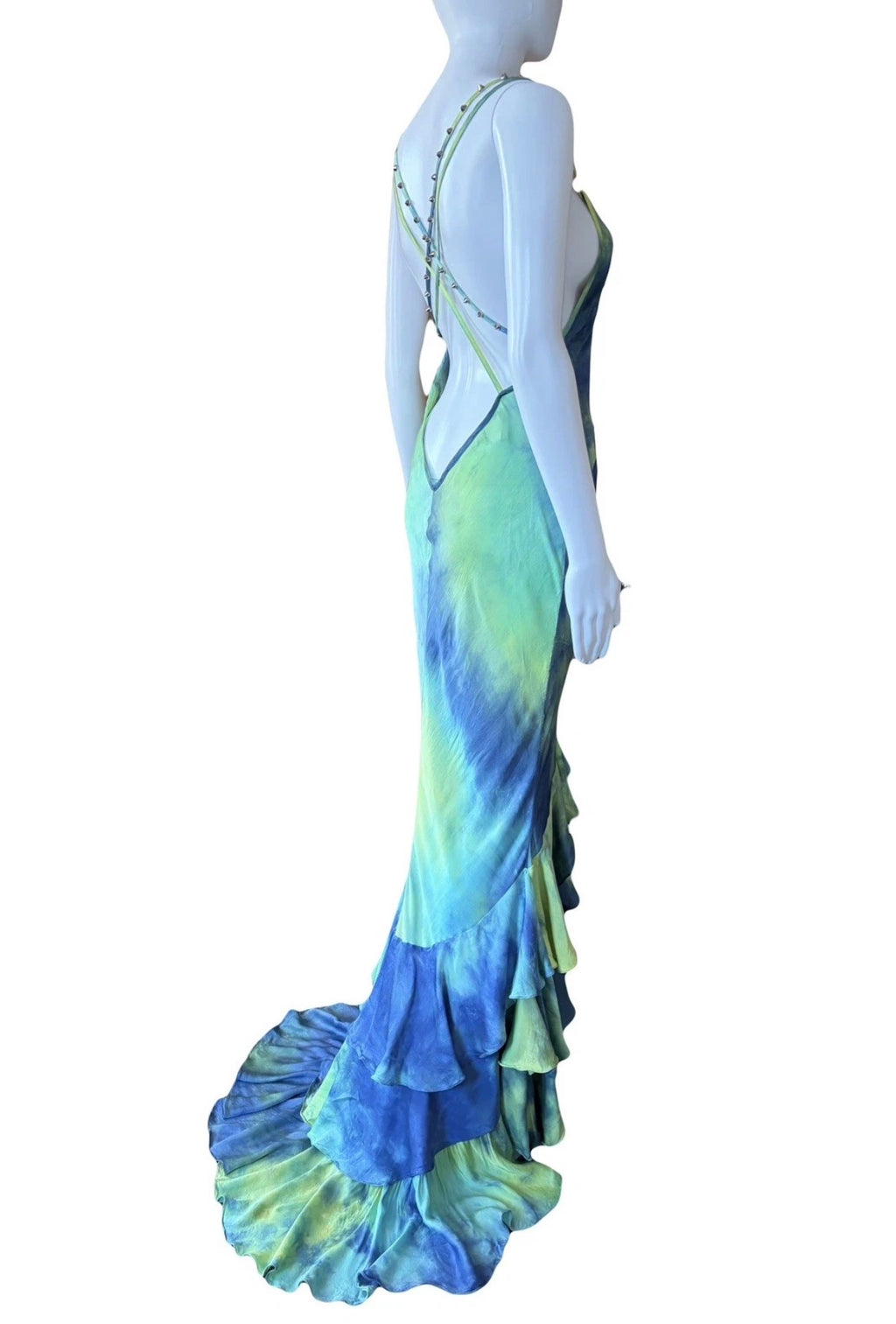Roberto Cavalli Maxi Dress Floor Length Ruffle Hem 42IT