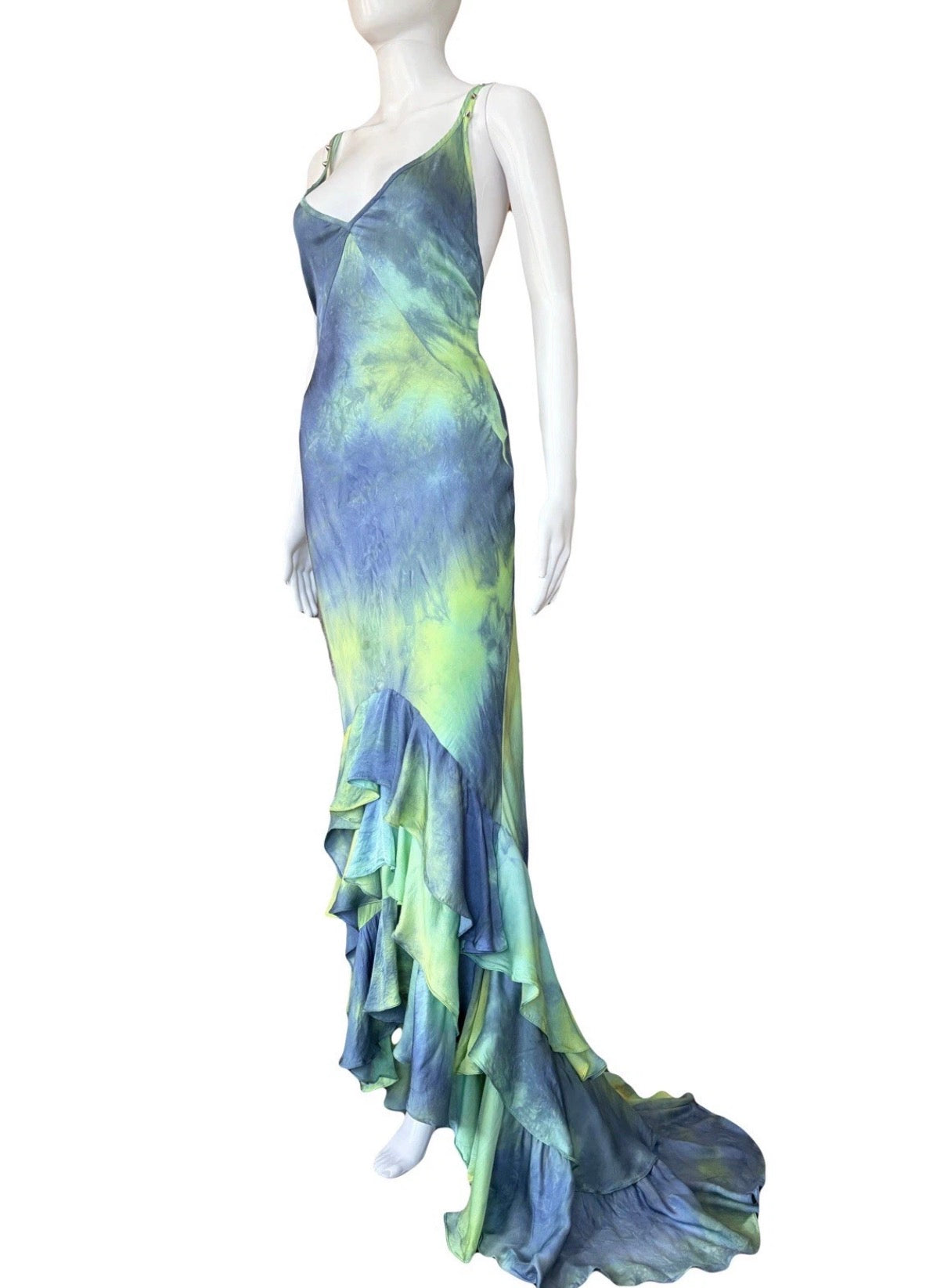 Roberto Cavalli Maxi Dress Floor Length Ruffle Hem 42IT