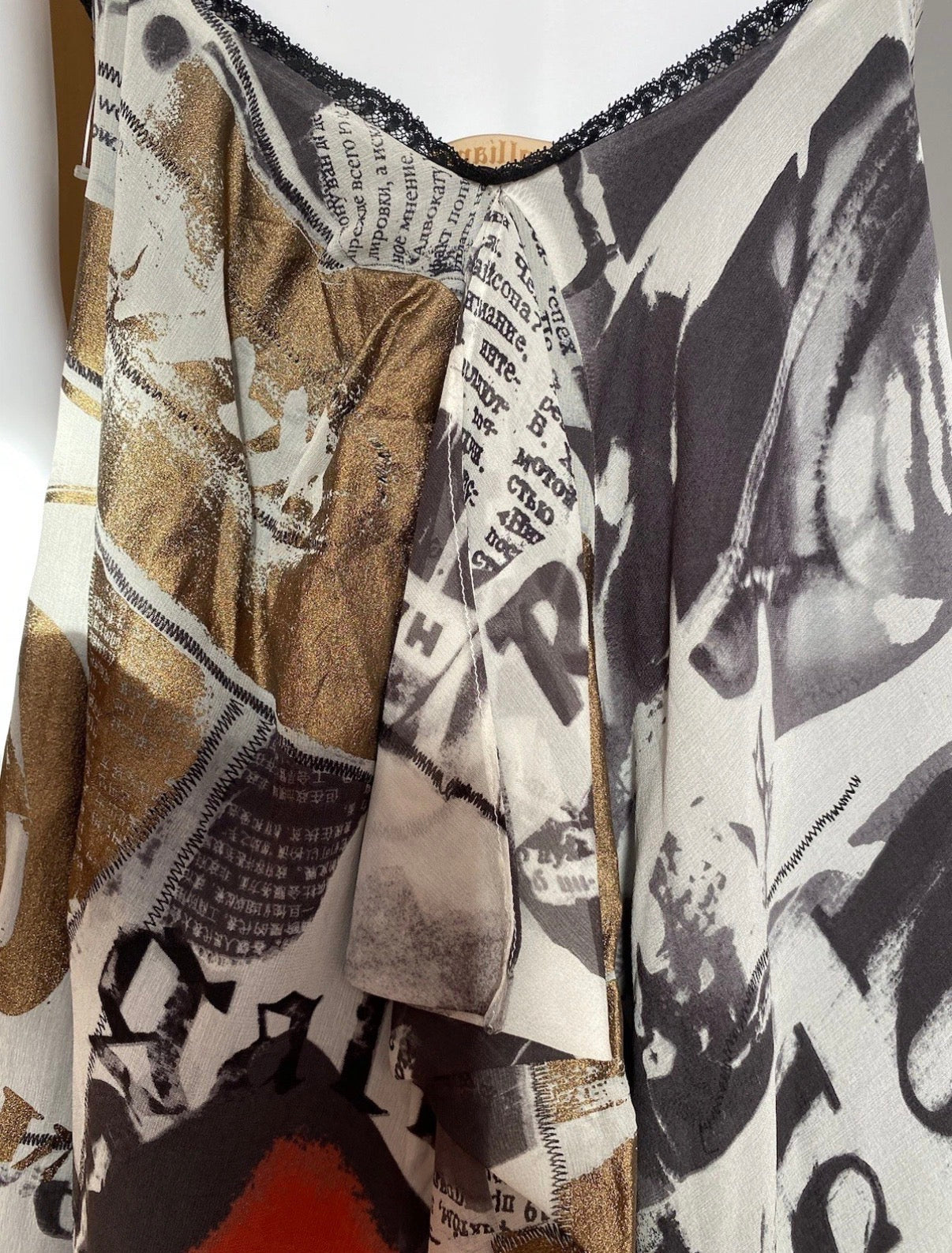 John Galliano 2000s Gazette Print Silk Mini Dress 42IT With Tags Newspaper Vintage