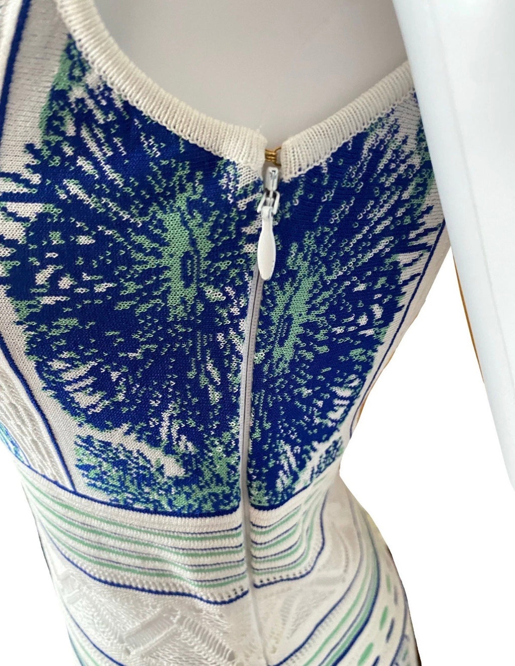 Roberto Cavalli Maxi Dress Blue White Knitted Coral Embroidery 42IT Resort 2018