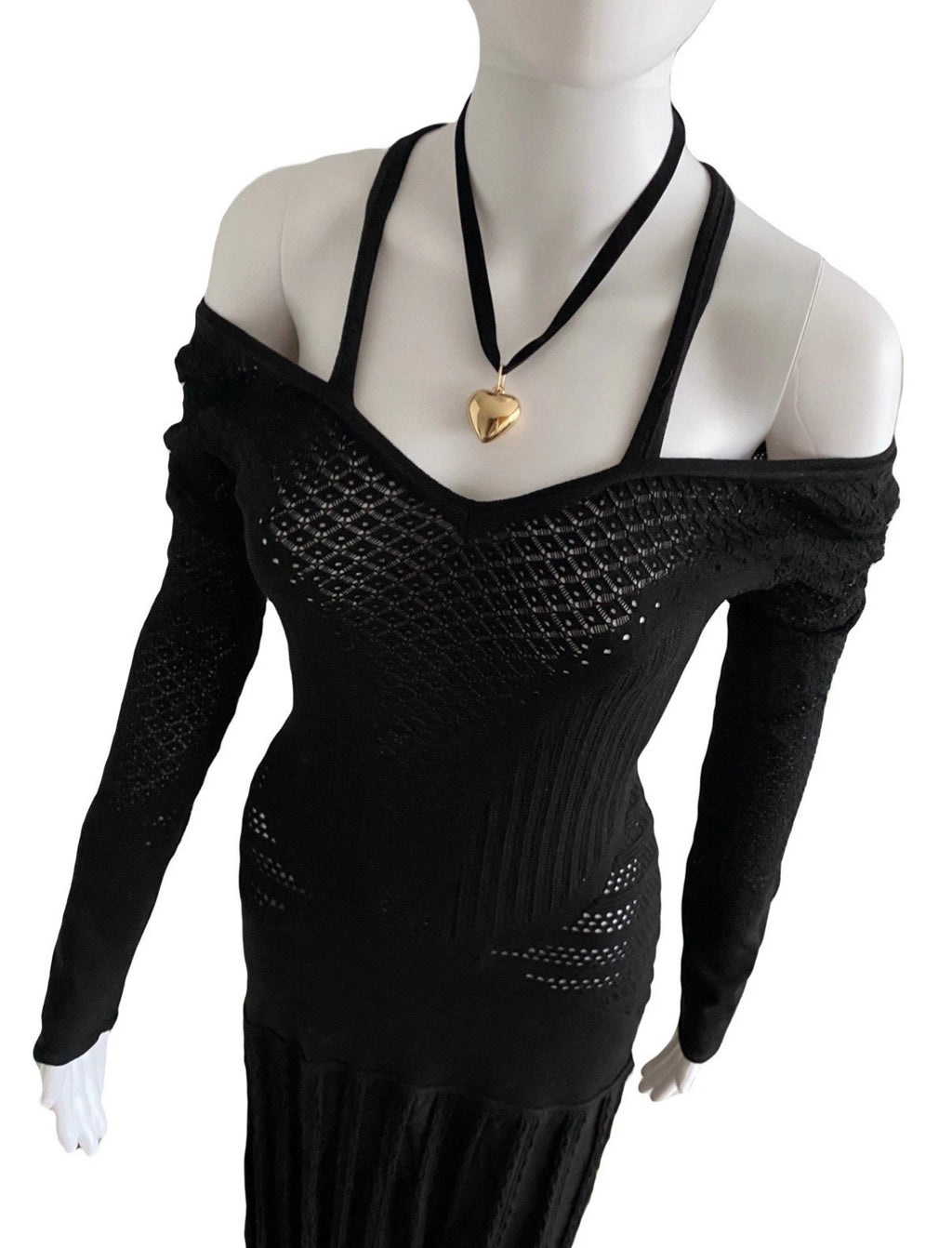 Roberto Cavalli Black Maxi Dress Crochet Knitted Style 42IT