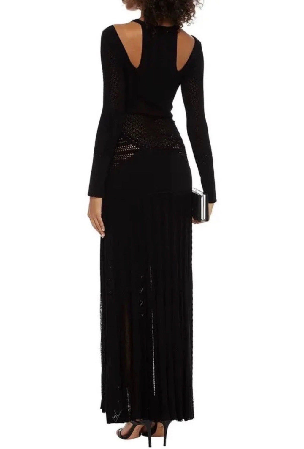 Roberto Cavalli Black Maxi Dress Crochet Knitted Style 42IT