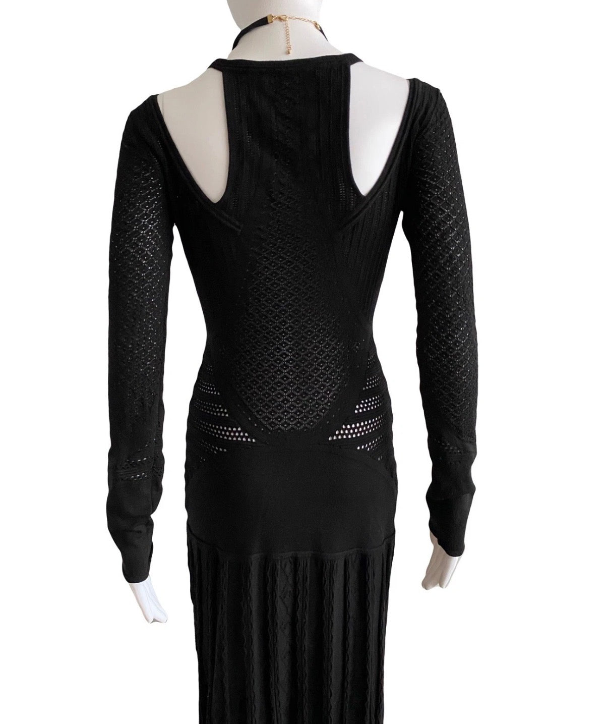 Roberto Cavalli Black Maxi Dress Crochet Knitted Style 42IT