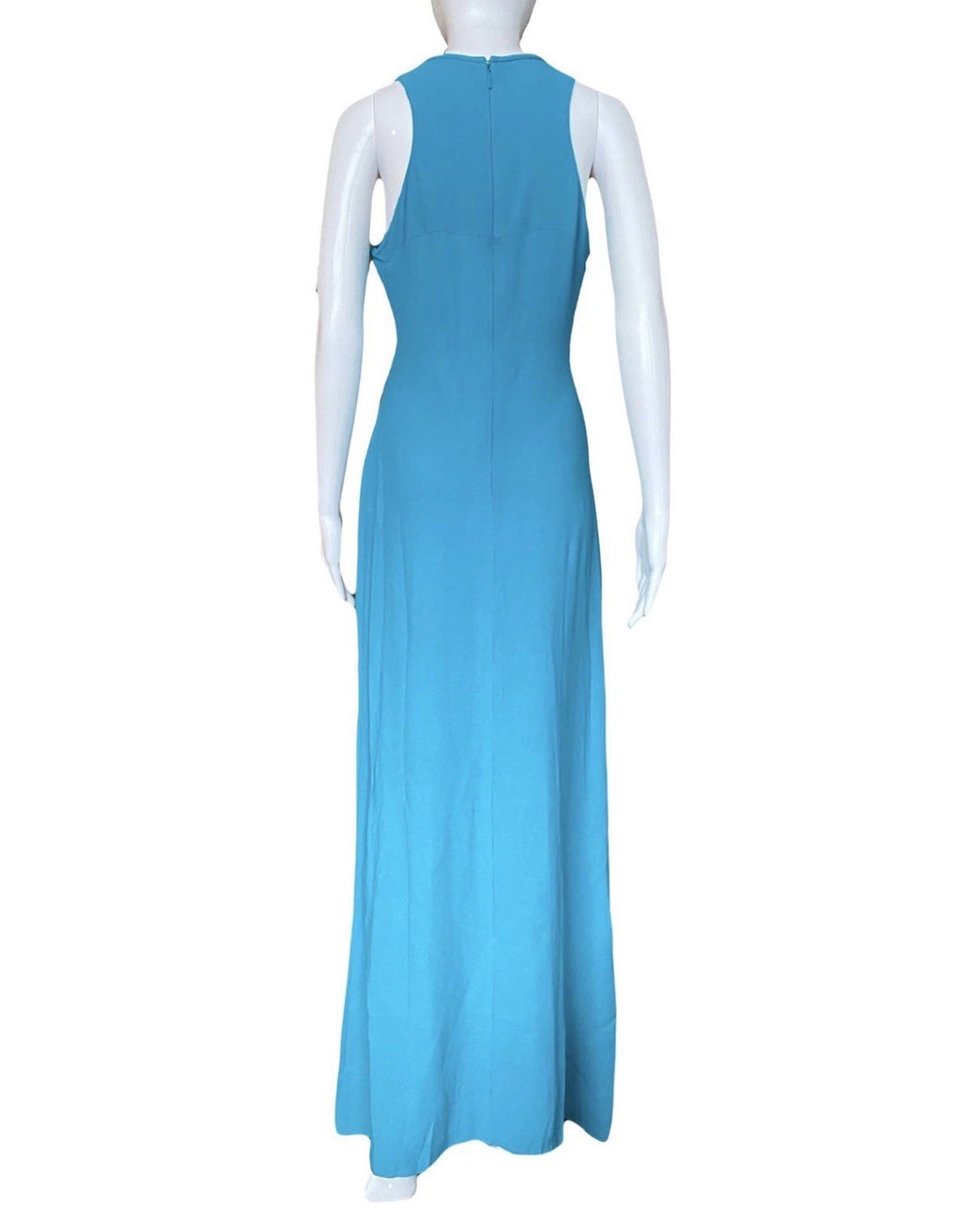 Roberto Cavalli Evening Maxi Dress Turquoise Blue Gold Tone Embellishment S