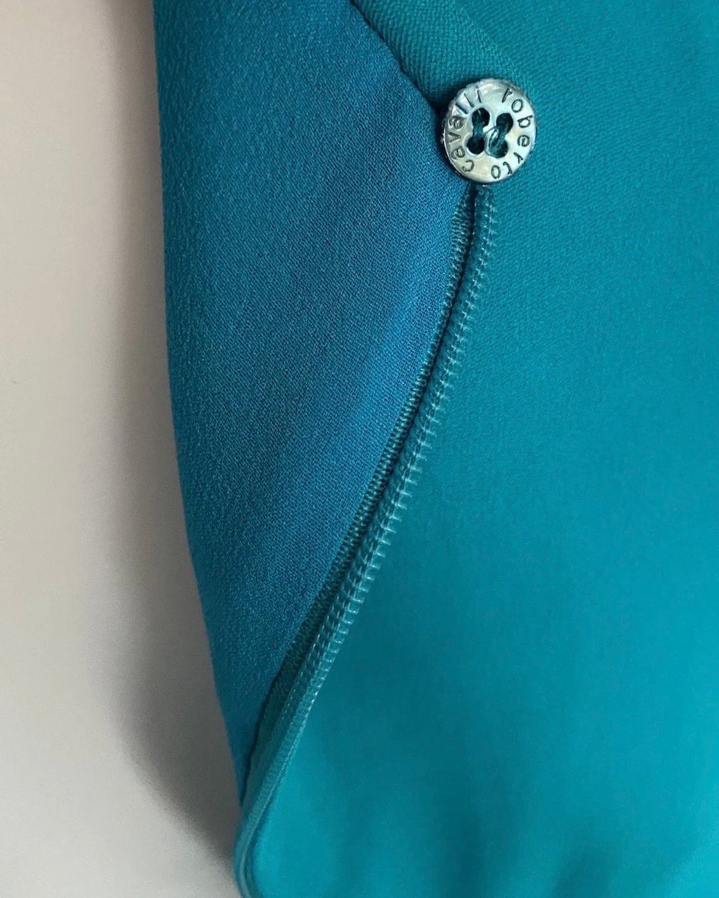 Roberto Cavalli Evening Maxi Dress Turquoise Blue Gold Tone Embellishment S