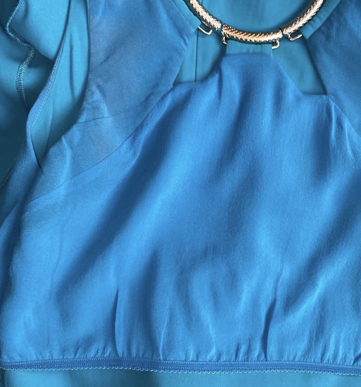 Roberto Cavalli Evening Maxi Dress Turquoise Blue Gold Tone Embellishment S