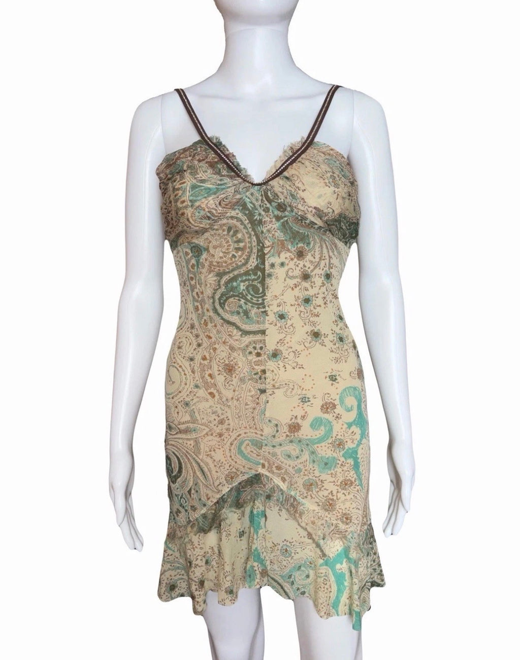 Liu Jo 2000s paisley mini dress Beige Green Brown XS