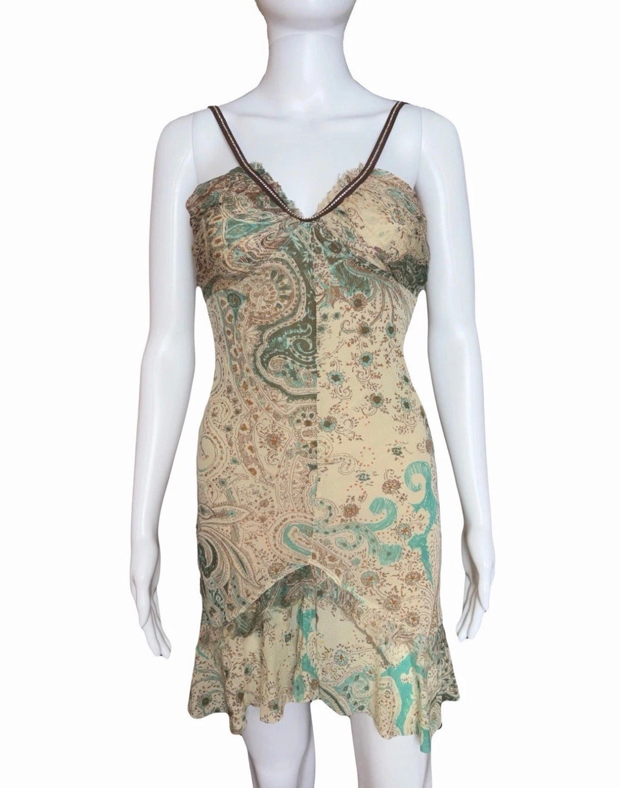 Liu Jo 2000s paisley mini dress Beige Green Brown XS