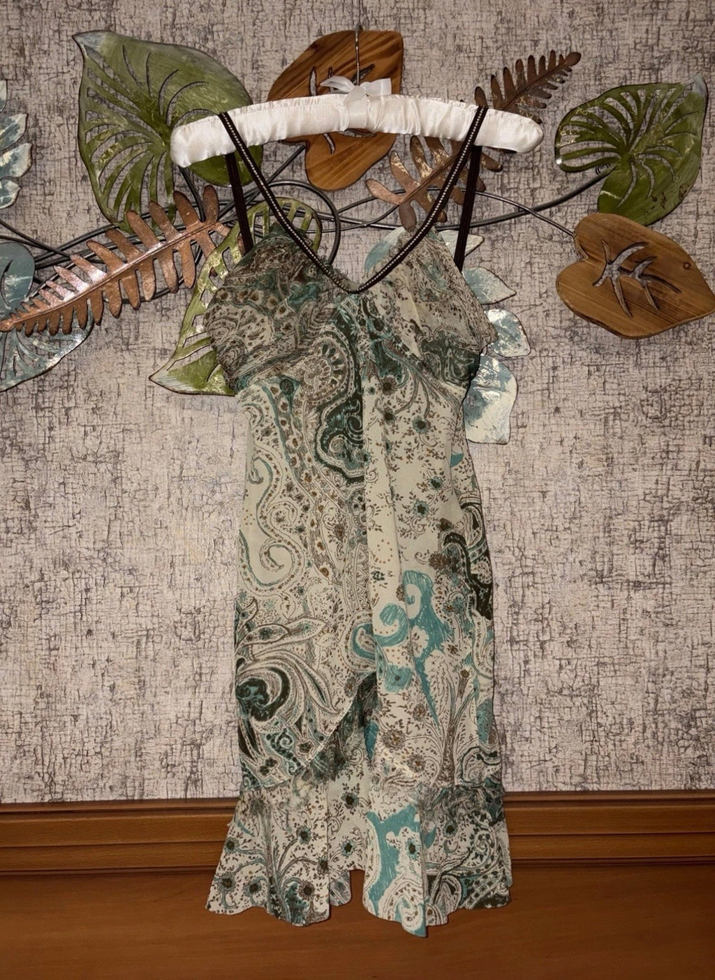 Liu Jo 2000s paisley mini dress Beige Green Brown XS