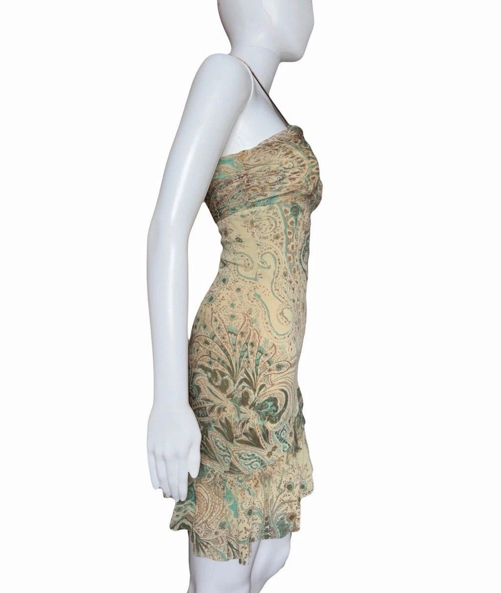 Liu Jo 2000s paisley mini dress Beige Green Brown XS