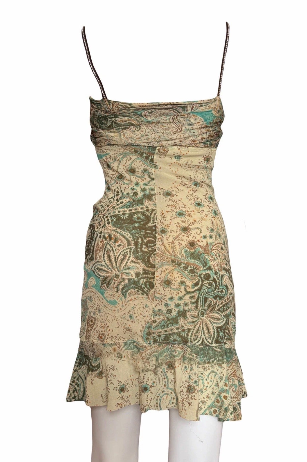 Liu Jo 2000s paisley mini dress Beige Green Brown XS