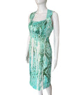 Just Cavalli Green Snakeskin Print Knee Length Dress 42IT