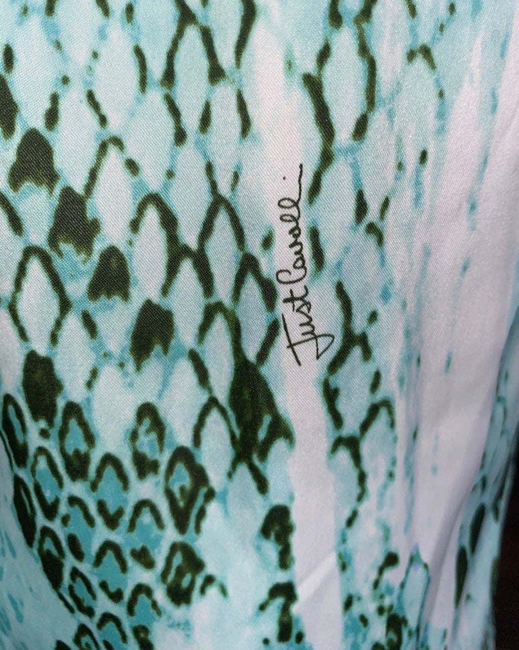 Just Cavalli Green Snakeskin Print Knee Length Dress 42IT