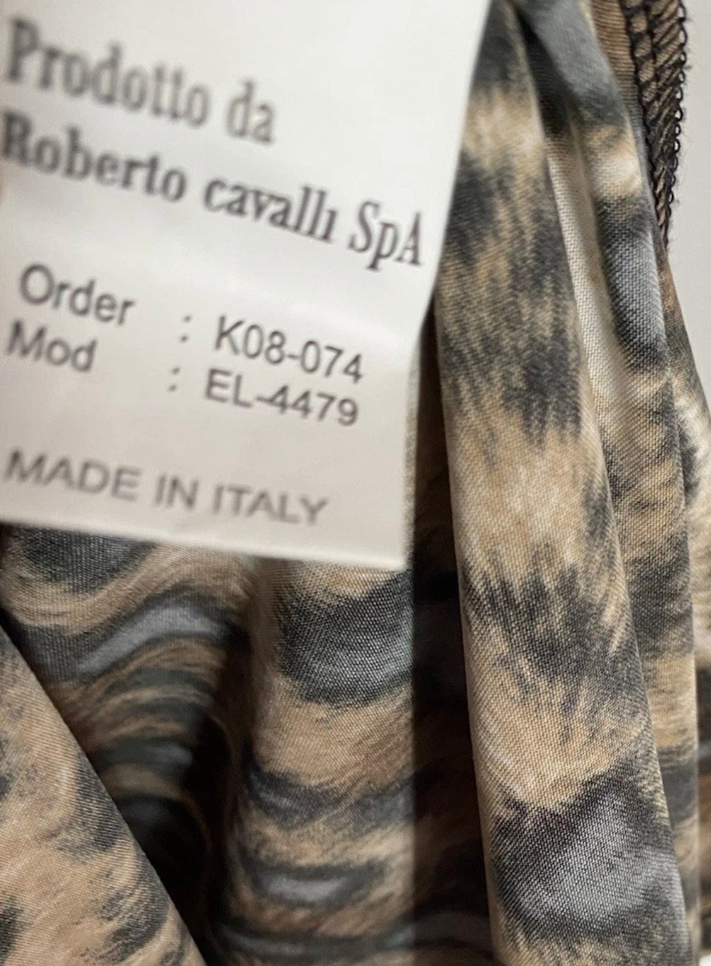 Roberto Cavalli Leopard Print Dress Gold Metallic Shimmer Design XL V-neck