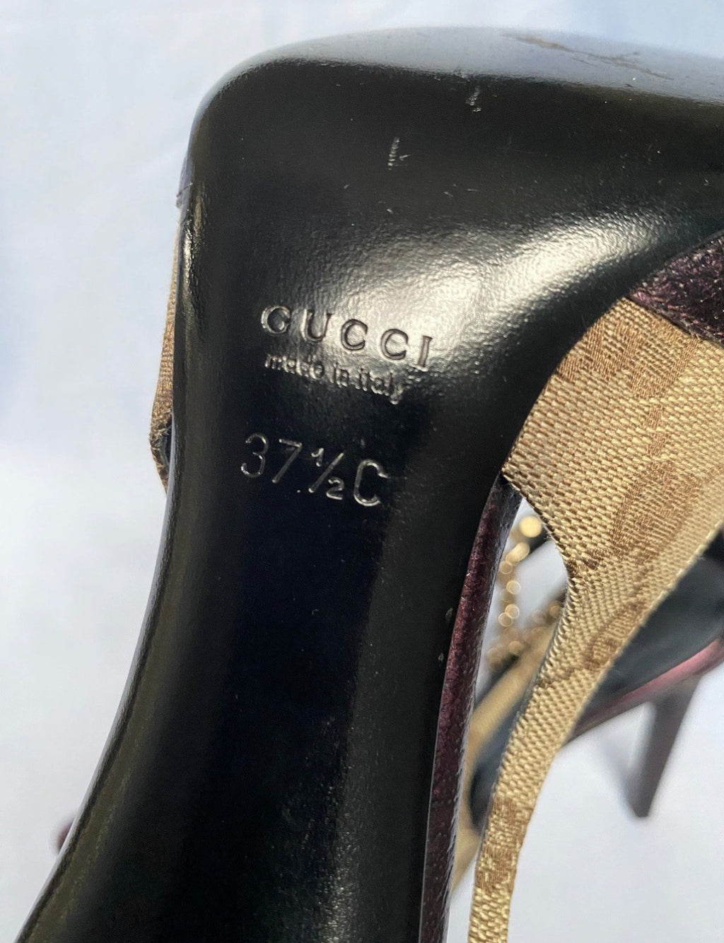 Gucci Dragon Heels Fall/2004 by Tom Ford Era Burgundy Leather GG Canvas Swarovski