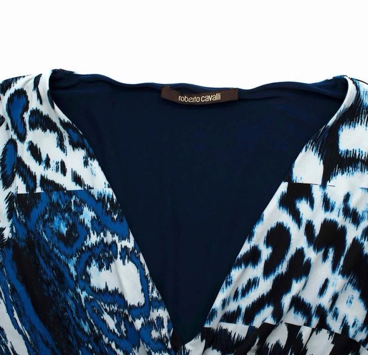 Roberto Cavalli Blue Long Dress Leo Animal Print 38IT