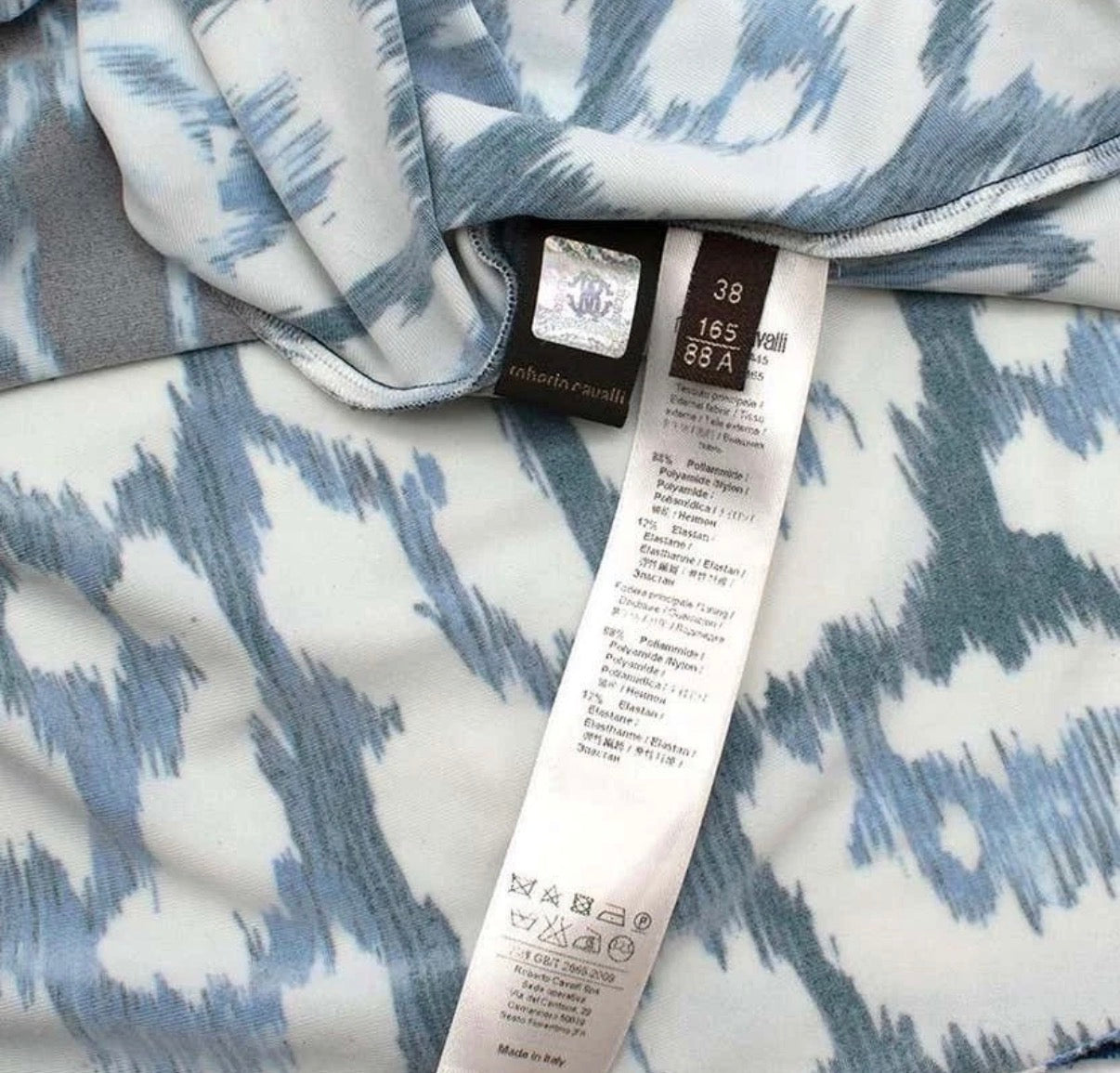Roberto Cavalli Blue Long Dress Leo Animal Print 38IT