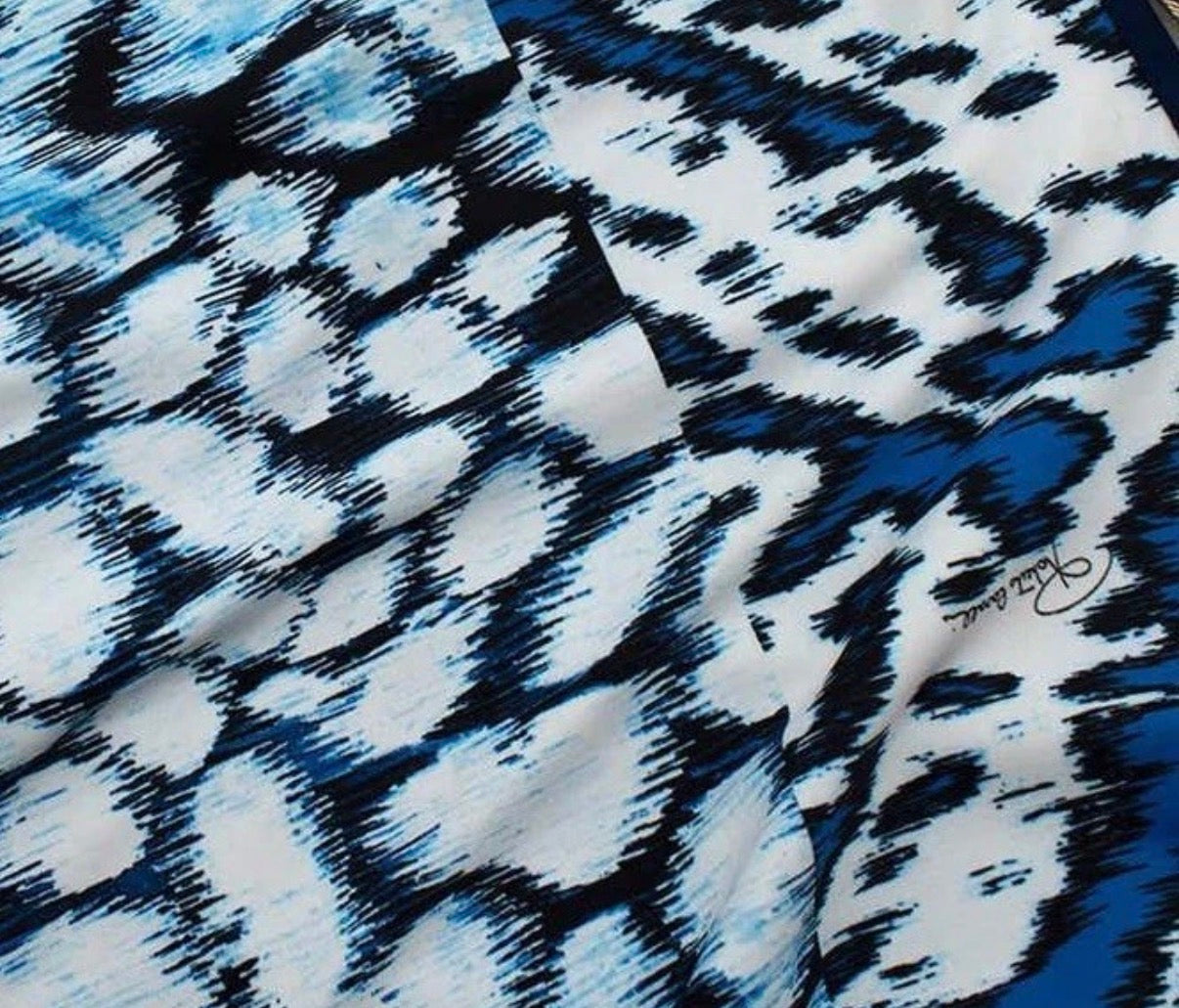 Roberto Cavalli Blue Long Dress Leo Animal Print 38IT