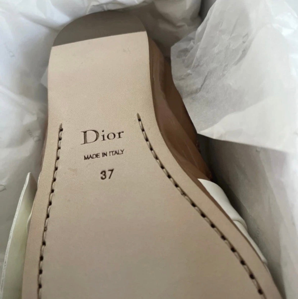 Dior Ballet Flats Patent Leather Moccasins Beige Black White 37eu New With Box