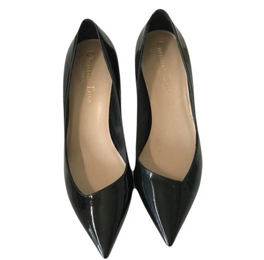 Dior Black Patent Leather Pointed Ballerina Flats 38eu New.