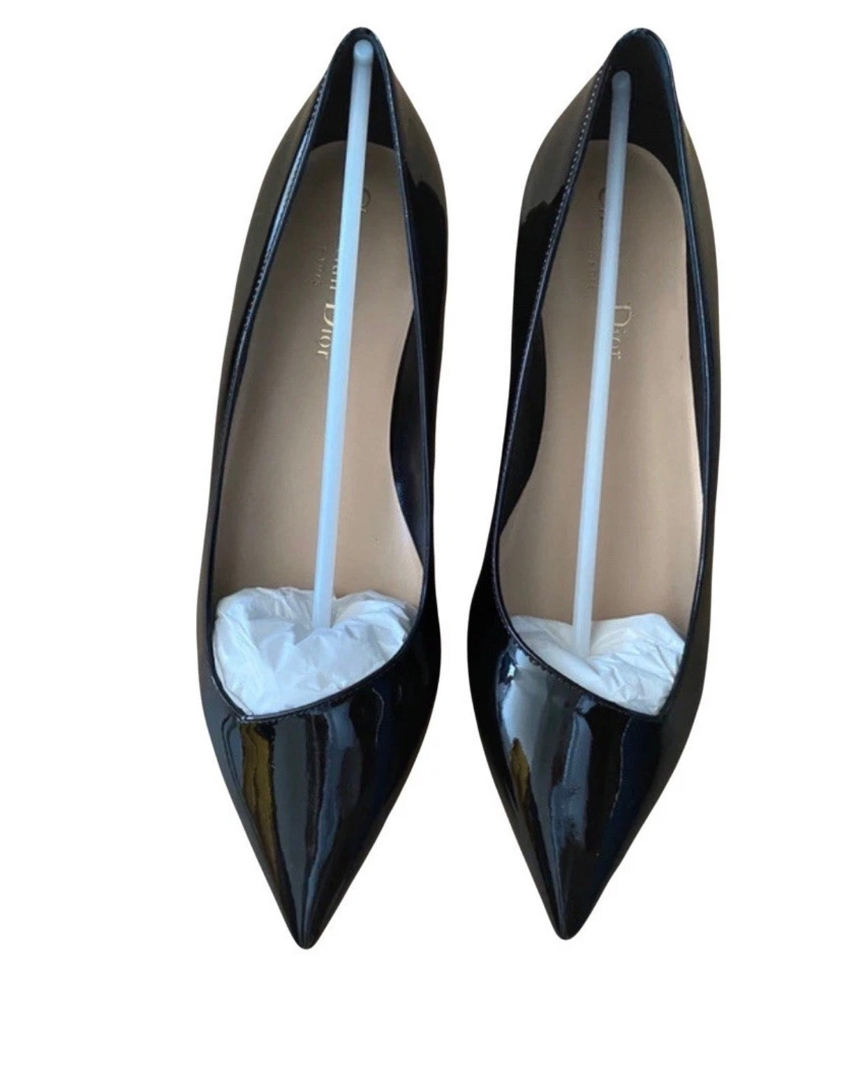 Dior Black Patent Leather Pointed Ballerina Flats 38eu New.