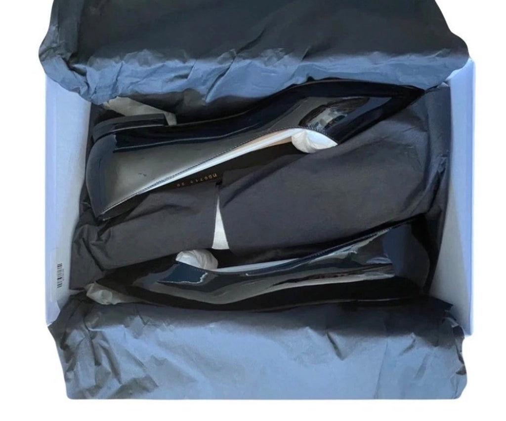 Dior Black Patent Leather Pointed Ballerina Flats 38eu New.