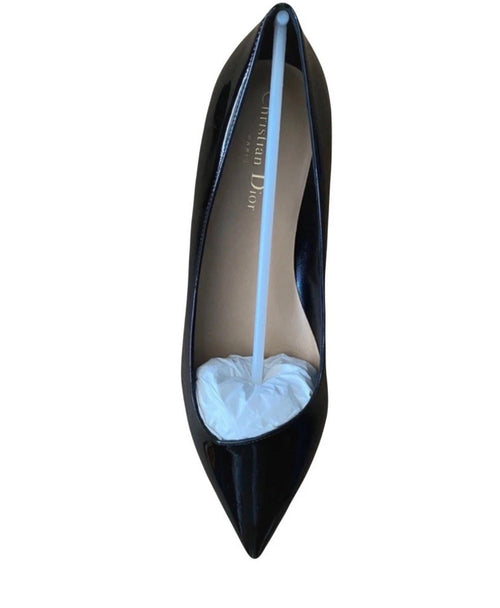 Dior Black Patent Leather Pointed Ballerina Flats 38eu New.