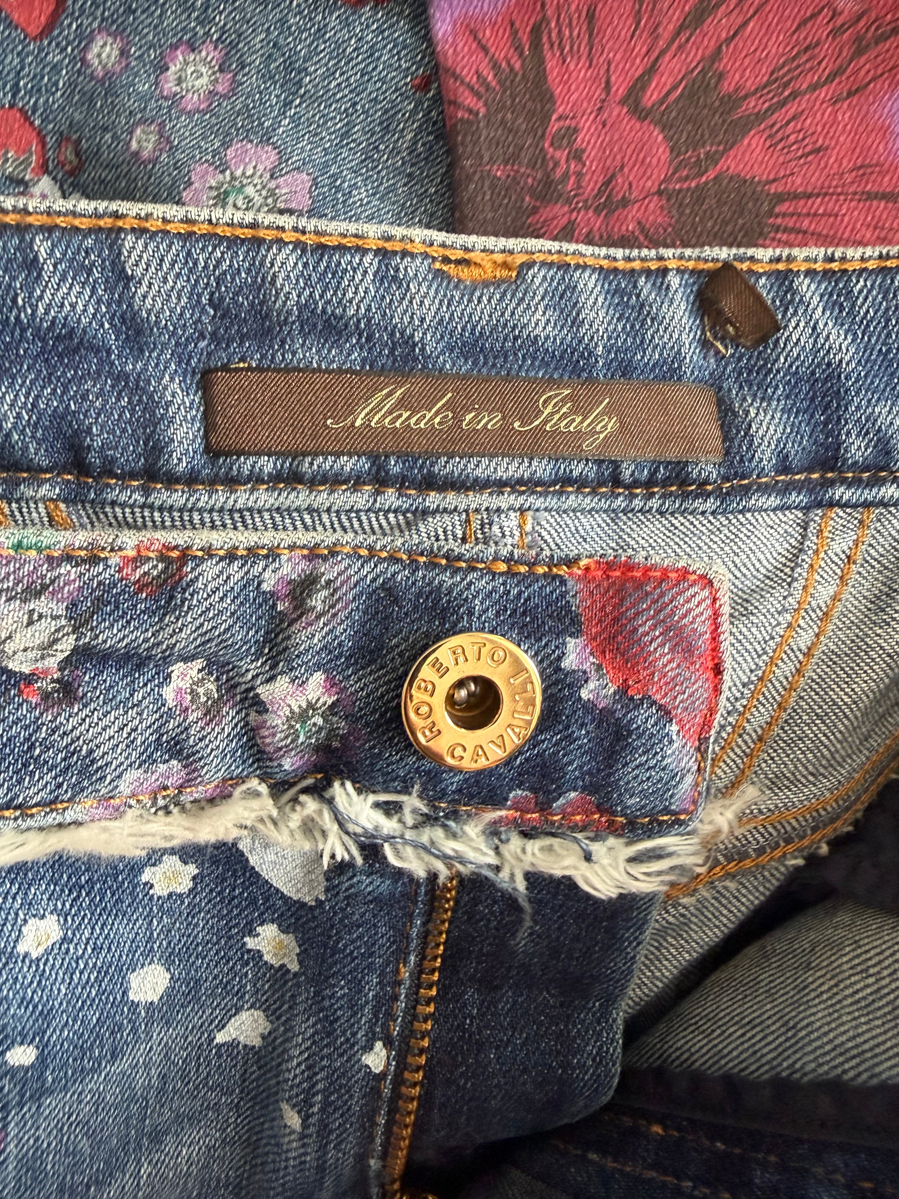 Roberto Cavalli Floral Flared Jeans 46IT Vintage