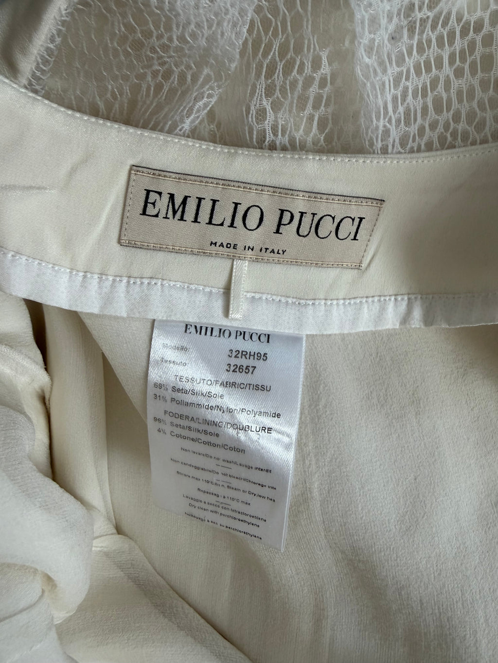 Emilio Pucci Ivory Silk Lace Corset Dress Spring/Summer 2013 Lace Long Sleeves 8uk