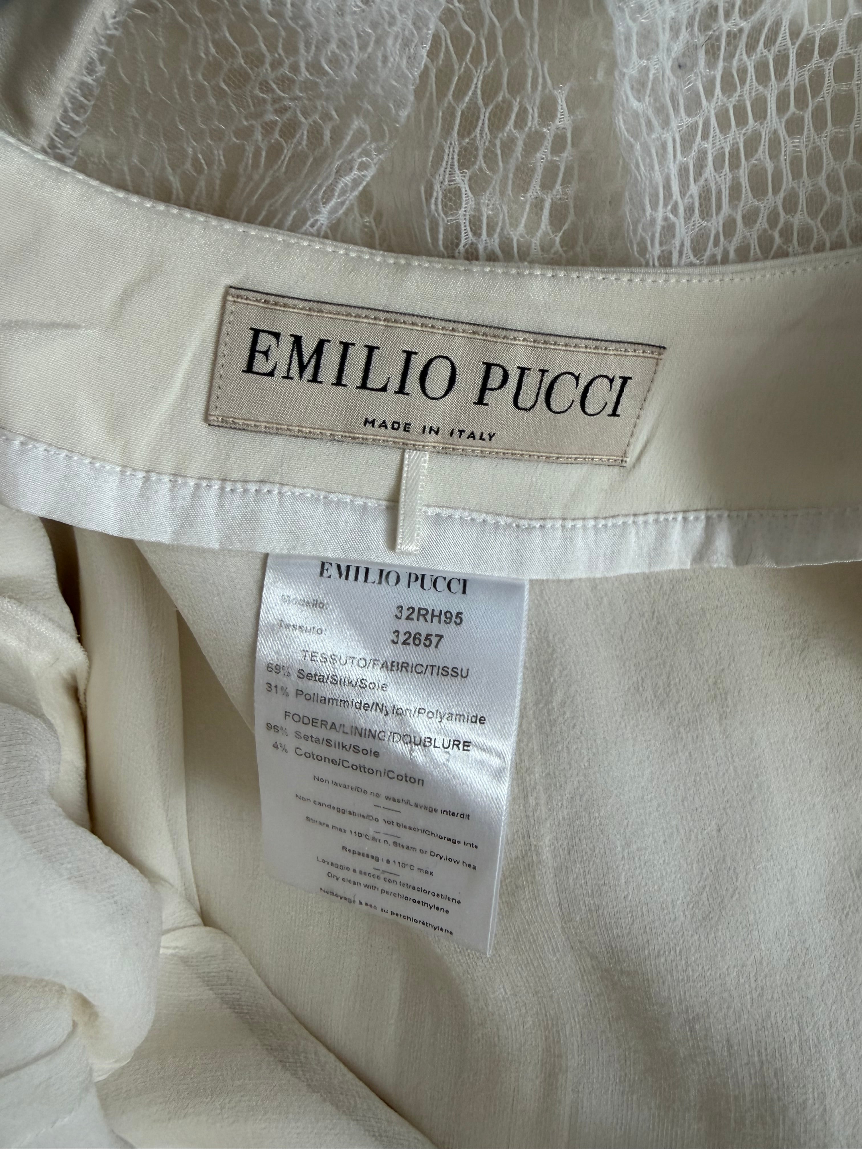 Emilio Pucci Ivory Silk Lace Corset Dress Spring/Summer 2013 Lace Long Sleeves 8uk