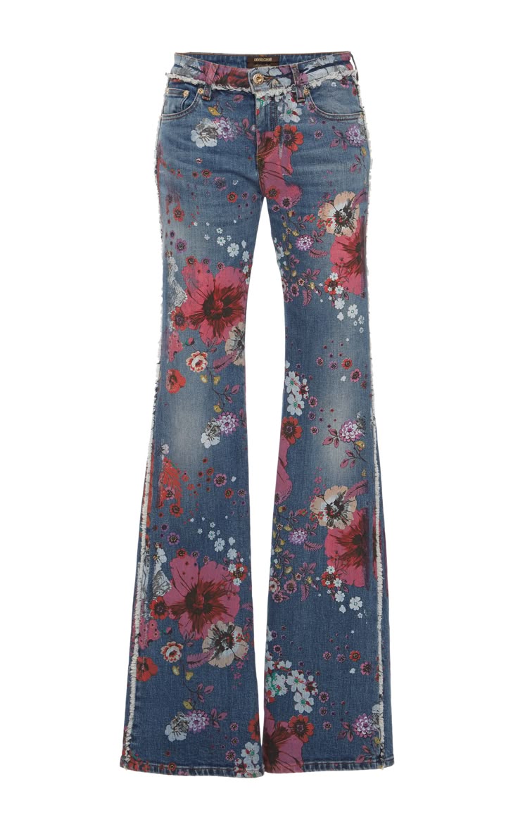 Roberto Cavalli Floral Flared Jeans 46IT Vintage