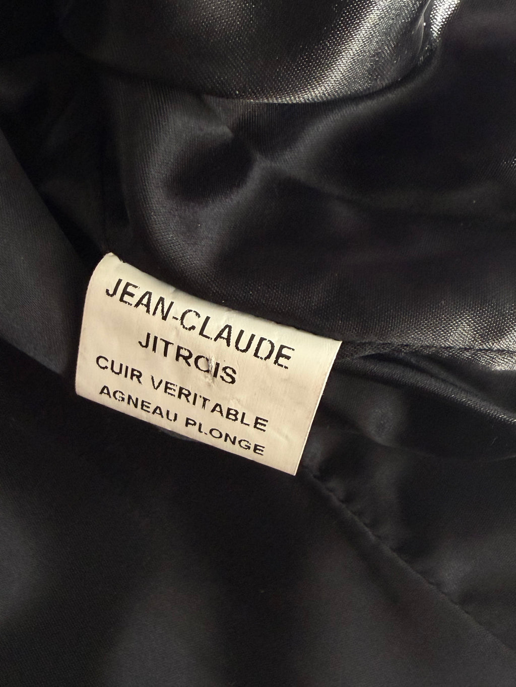 Jean Claude Jitrois Leather Jacket Black 100% Lambskin Horizontal Ribbing 38FR