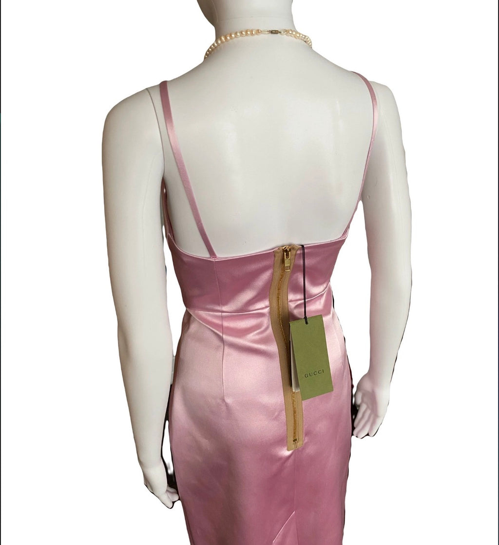 Gucci Pre-Fall/2022 Silk-Duchesse Pink Midi Dress