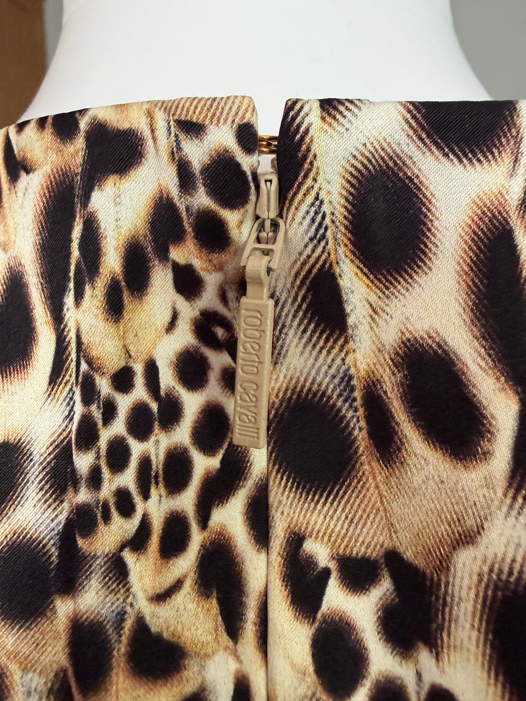 Roberto Cavalli 2000s Leo Print Ruched Silk Mini Dress Front Zip 42IT