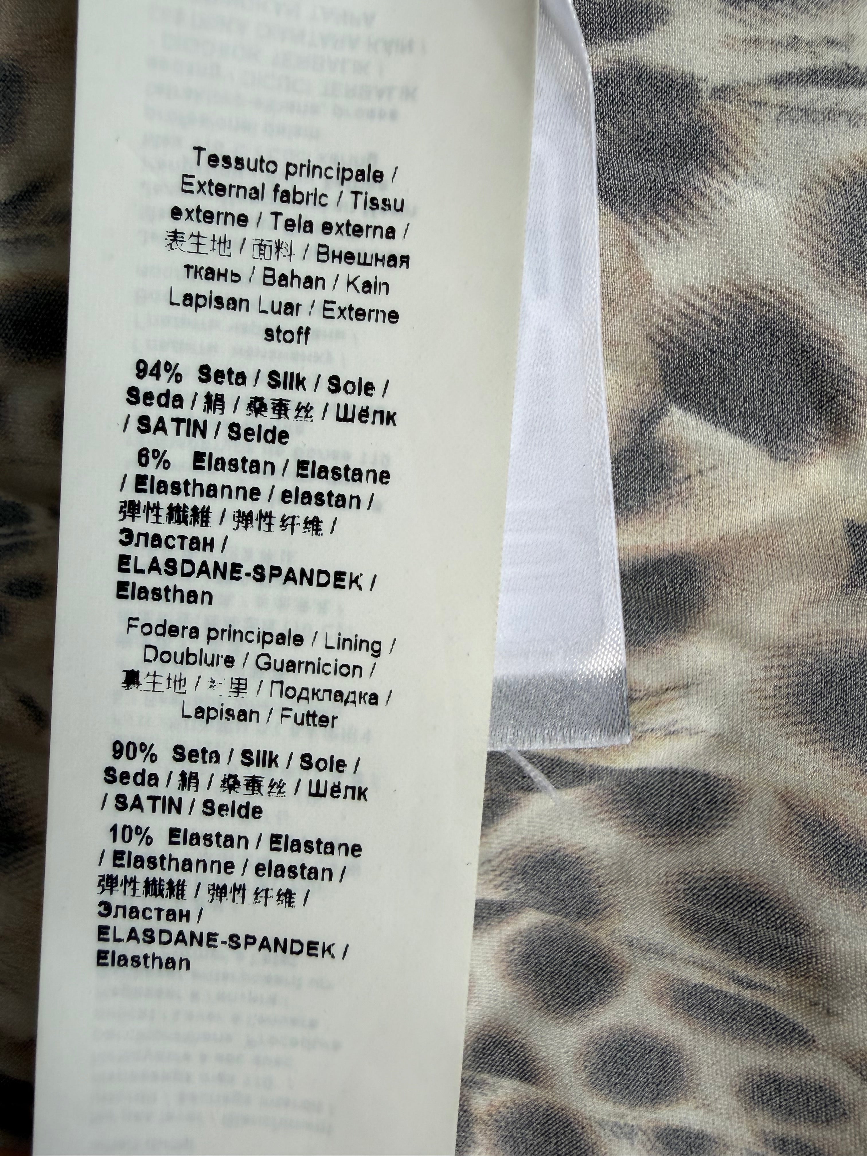 Roberto Cavalli 2000s Leo Print Ruched Silk Mini Dress Front Zip 42IT