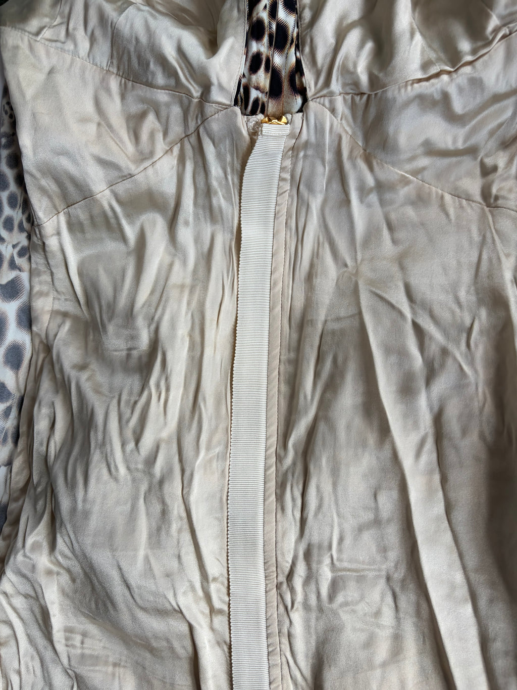 Roberto Cavalli 2000s Leo Print Ruched Silk Mini Dress Front Zip 42IT
