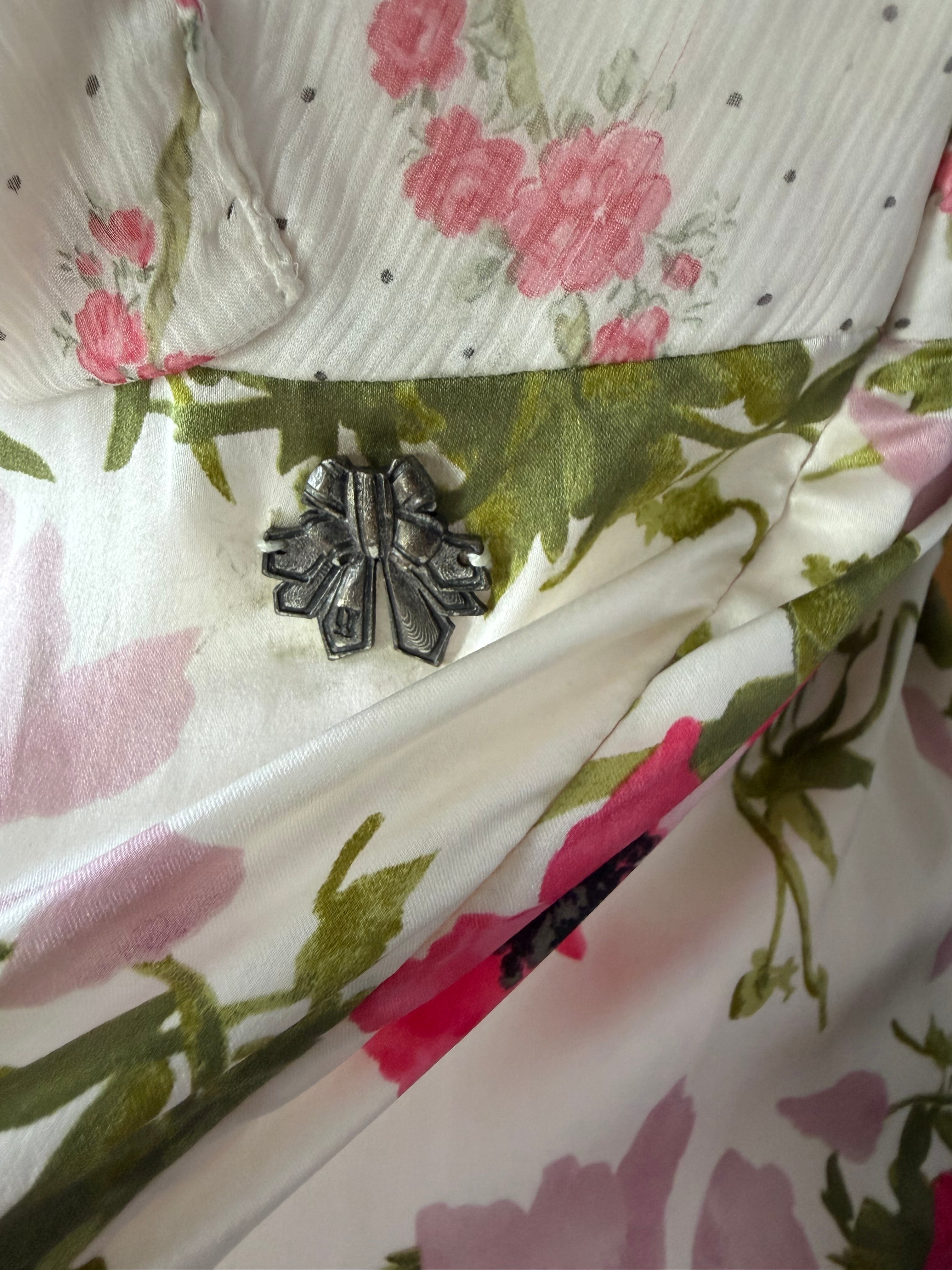 John Galliano 2000s Floral Midi Dress 100% Silk 40IT