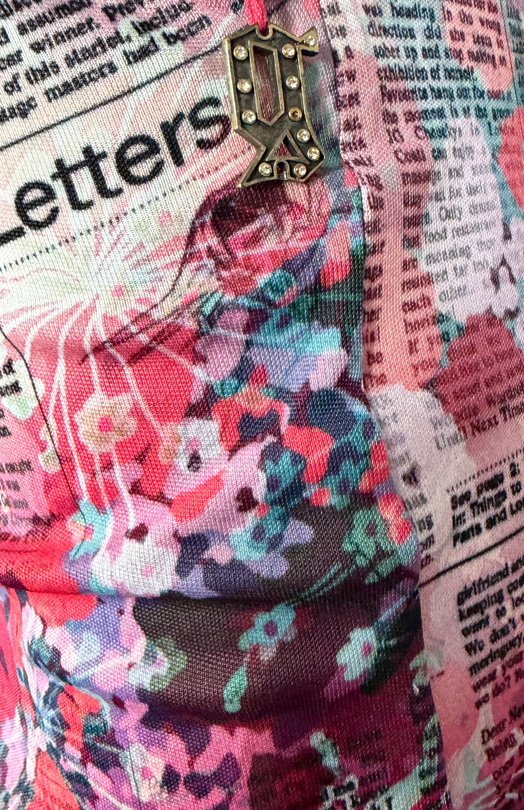 John Galliano Gazette Newspaper Print Pink Midi Dress 38IT Vintage 2000s