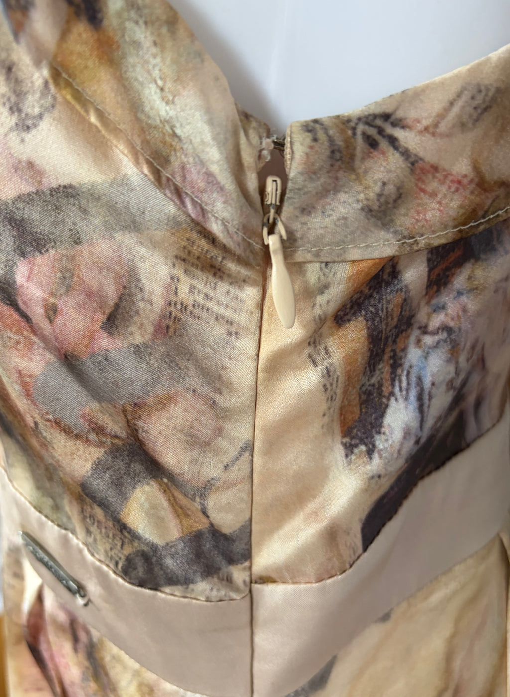 John Galliano 2000s Silk Dress Ruffled Front Gazette Print Romantic Floral 42IT